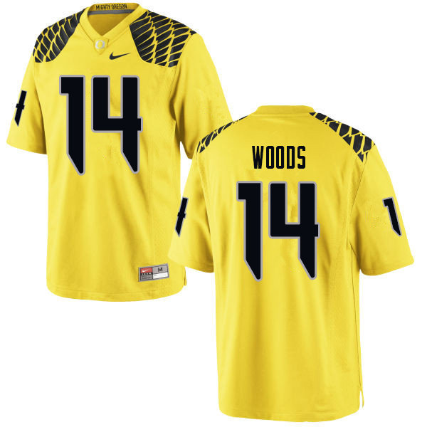 Men #14 Haki Woods Oregn Ducks College Football Jerseys Sale-Yellow - Click Image to Close